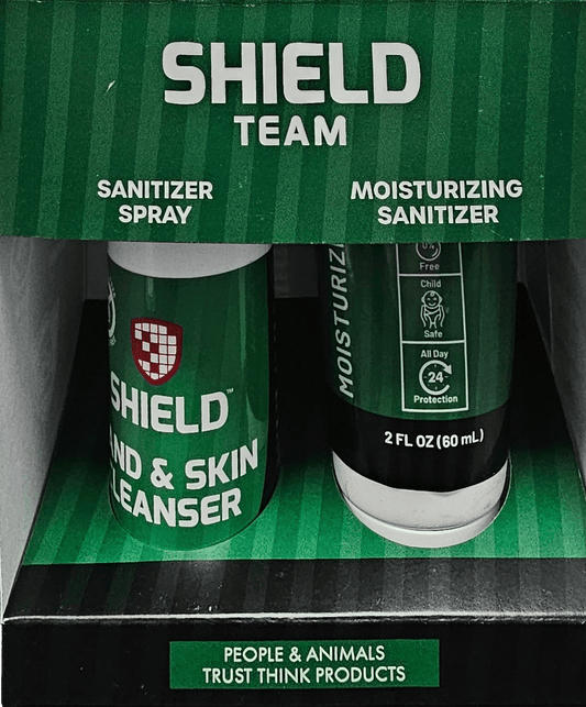Trust Think Shield Sanitizing Combo, featuring a set of sanitizers