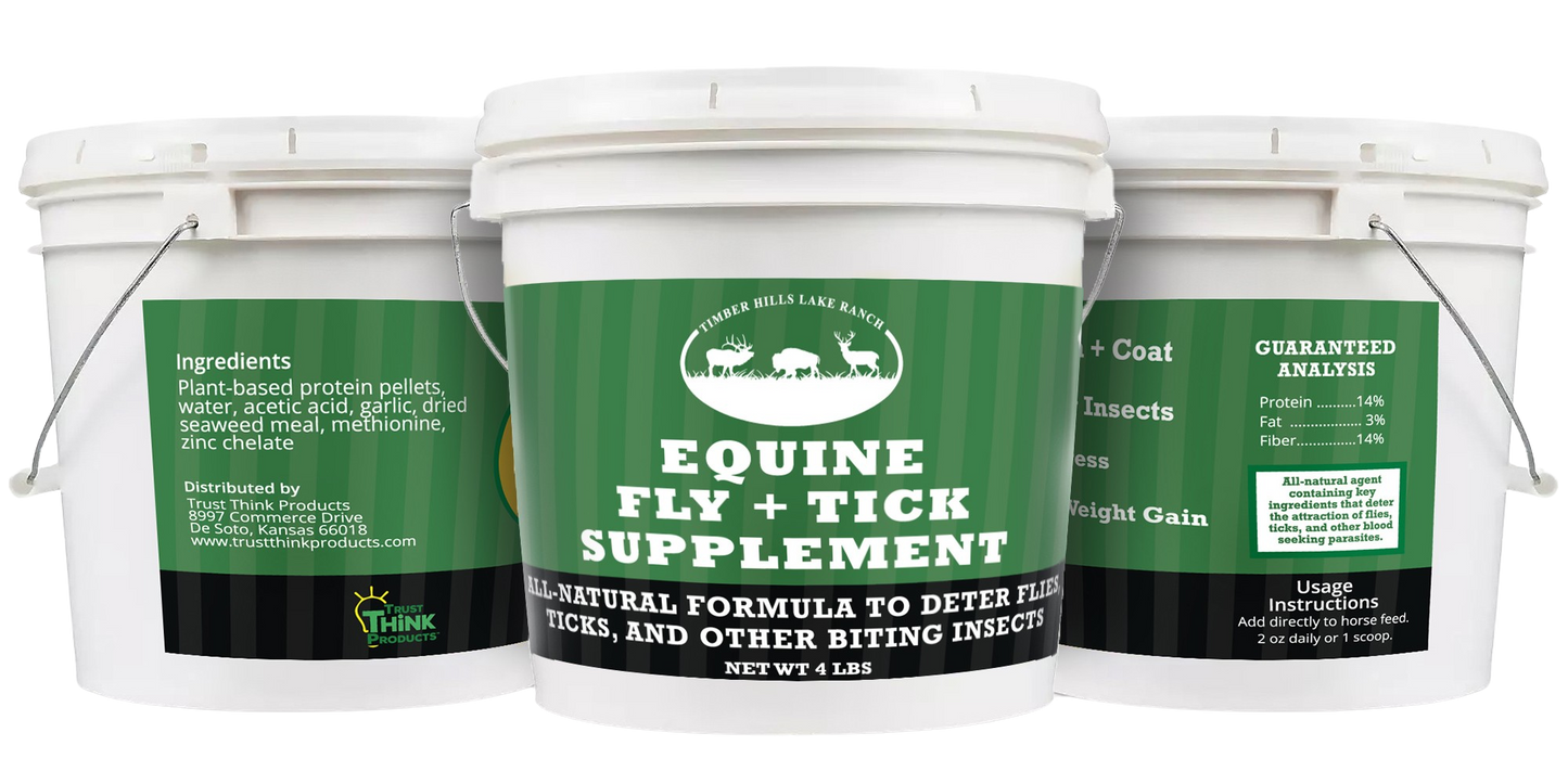 timber hills - equine | fly & tick supplement | 4lb (1-month supply) - trust think