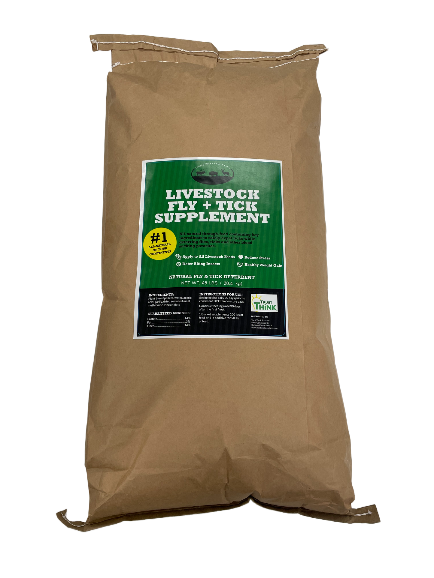Timber Hills Lake Ranch - Suplemento para moscas y garrapatas de ganado - 45 lb