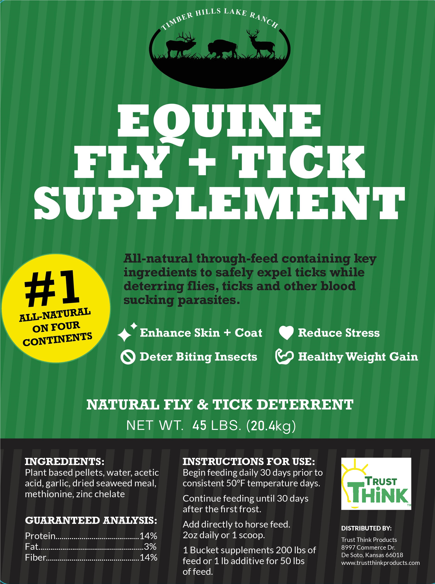 Timber Hills - Equine Fly + Tick Supplement - 45lbs Supply